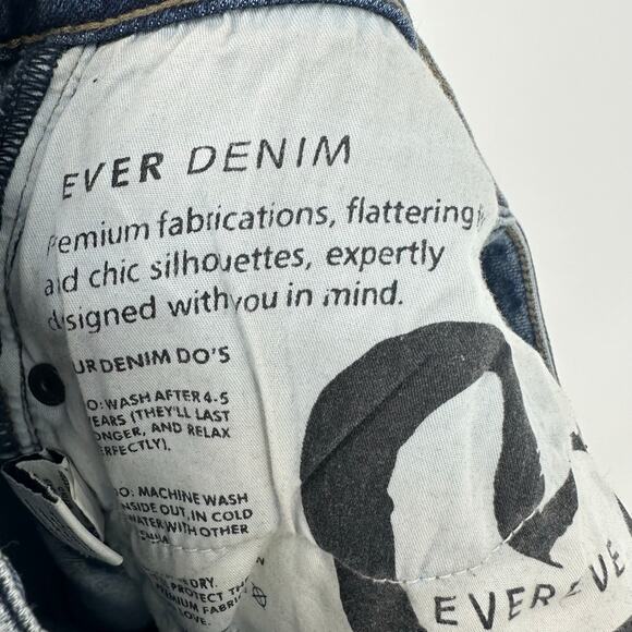 Evereve The Ever Straight Jeans Women Sz 27 Blue High Rise Button Fly Minimalist - Picture 9 of 15